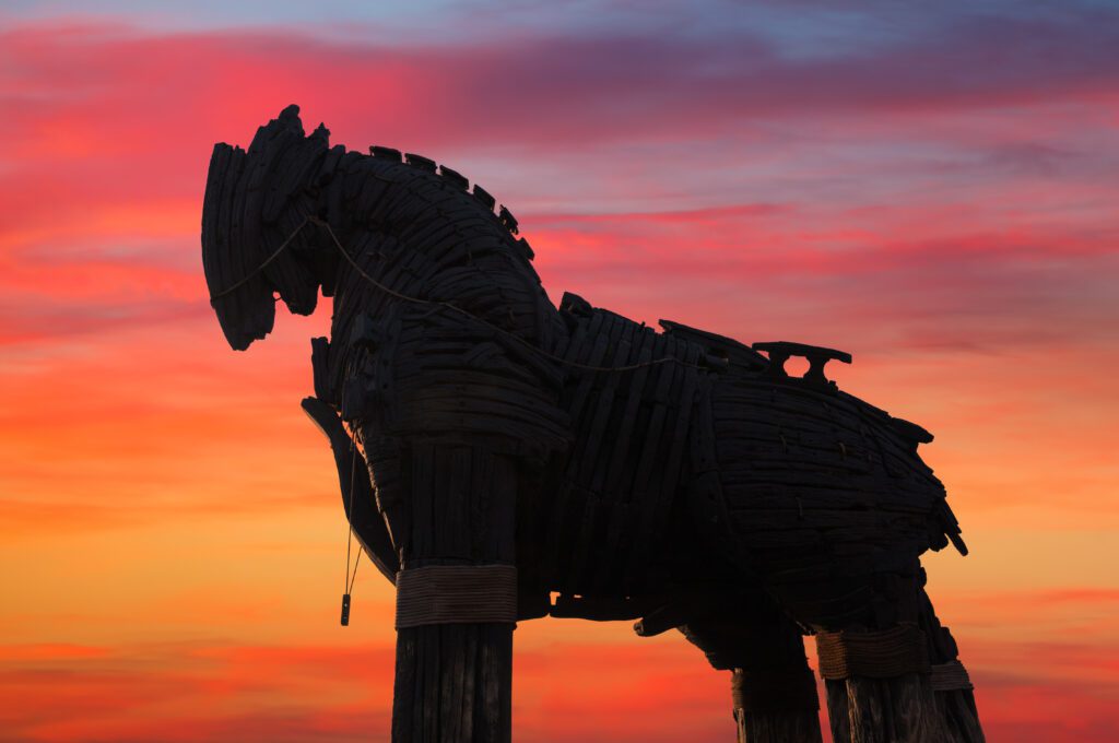 Canakkale, TURKEY - July 28, 2018 Trojan horse made for Troy movie in Canakkale