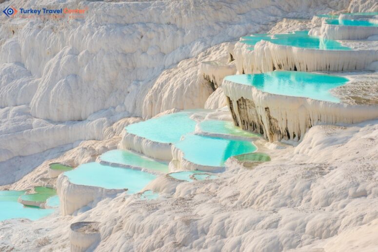 Pamukkale, natural pool with blue water, Turkey