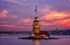 Captivating Sunset over the Bosphorus, Embracing the Iconic Maiden's Tower (Kız Kulesi).
