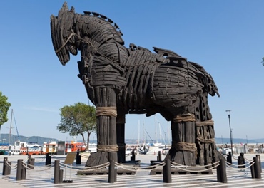 Legends Reimagined: A Replica of the Wooden Trojan Horse at Çanakkale, Turkey.